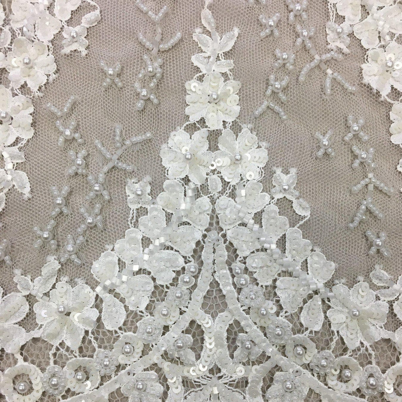 IVORY BEADED LACE TRIM