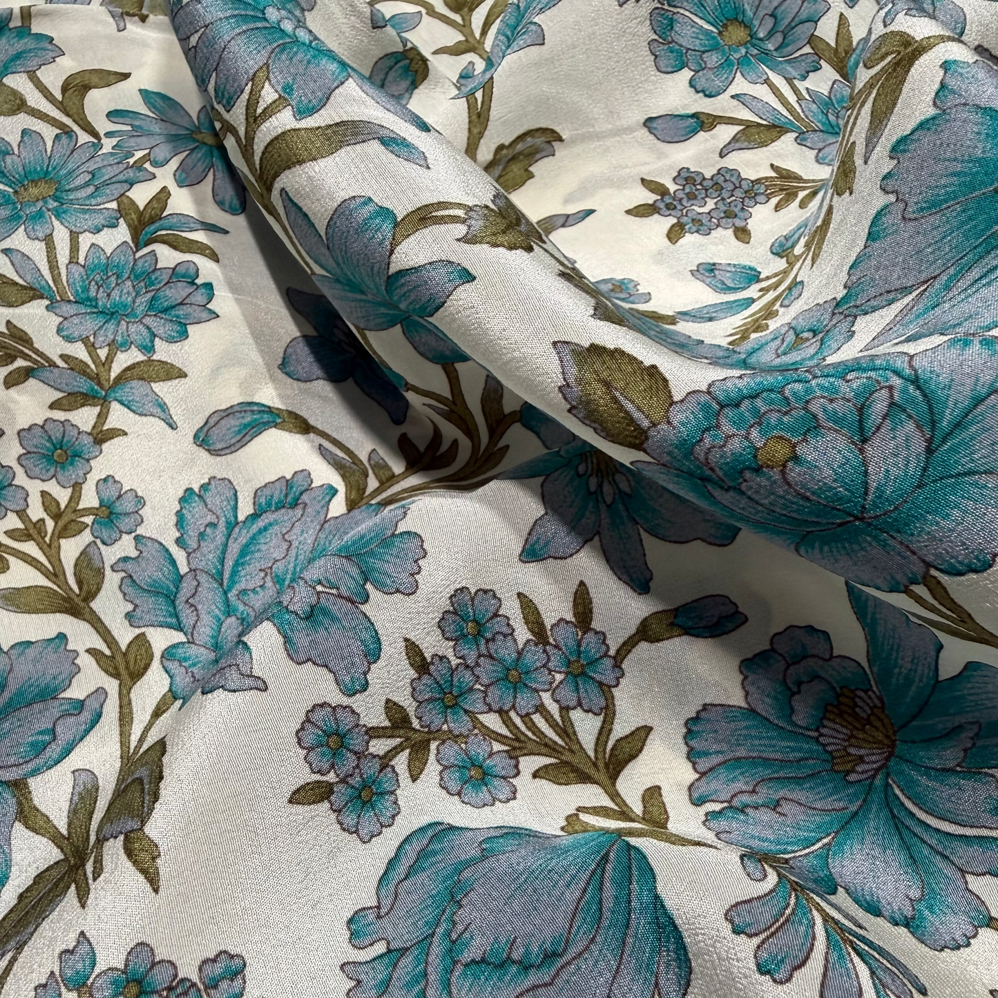 TEAL DAISY CREPE DE CHINE
