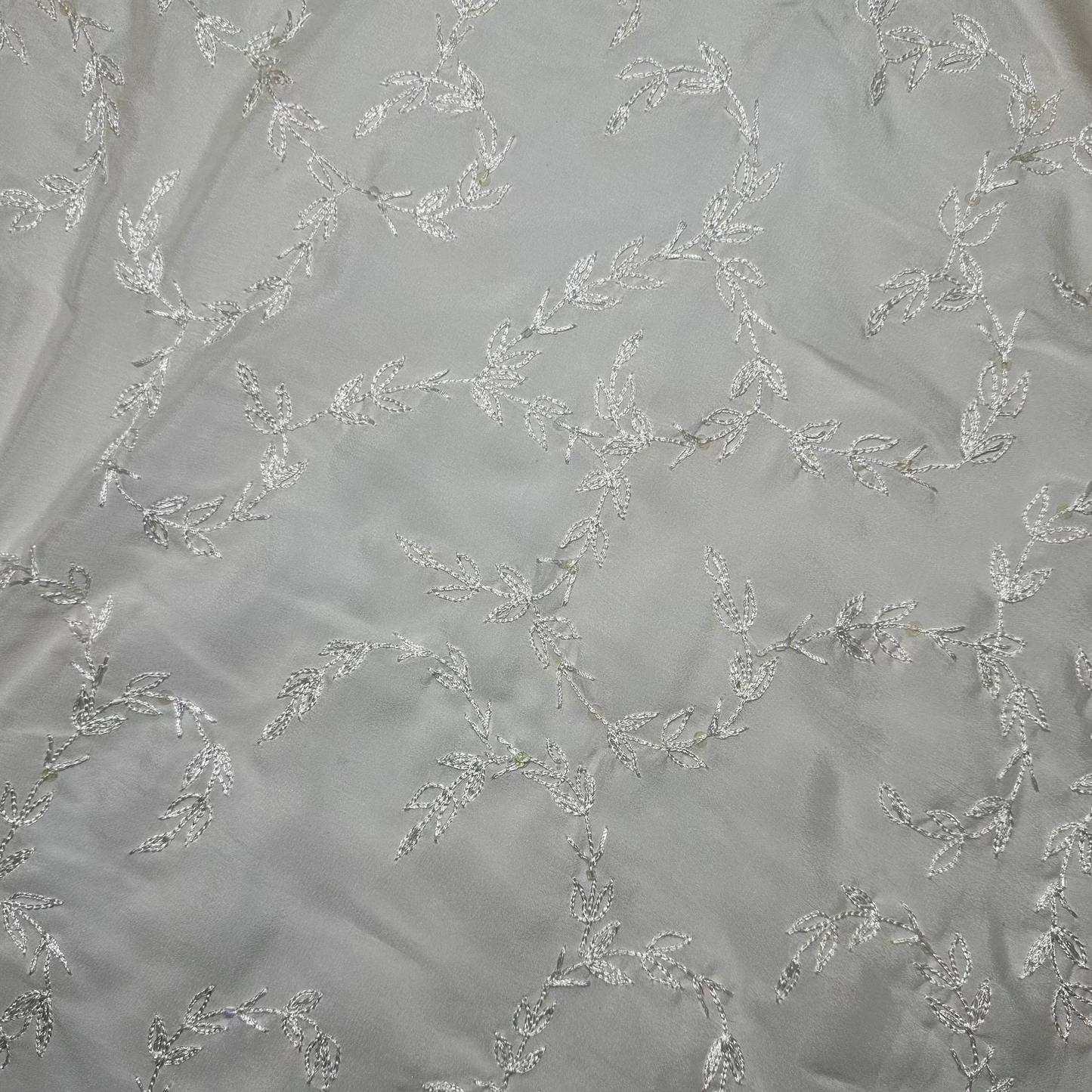 BEADED CREPE IN IVORY