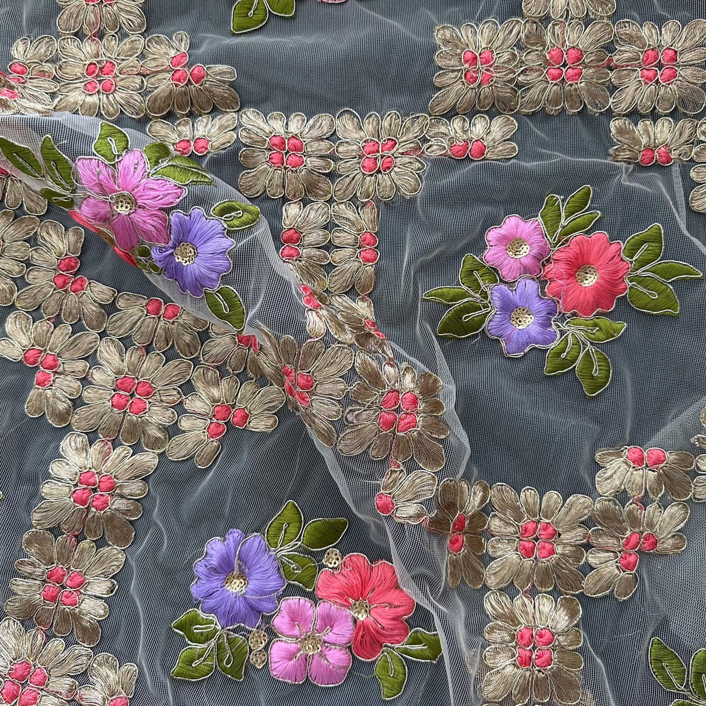 METALLIC EMBROIDERED TULLE