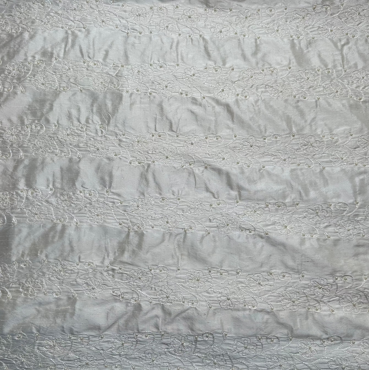 EMBROIDERED IVORY POWERLOOM SILK