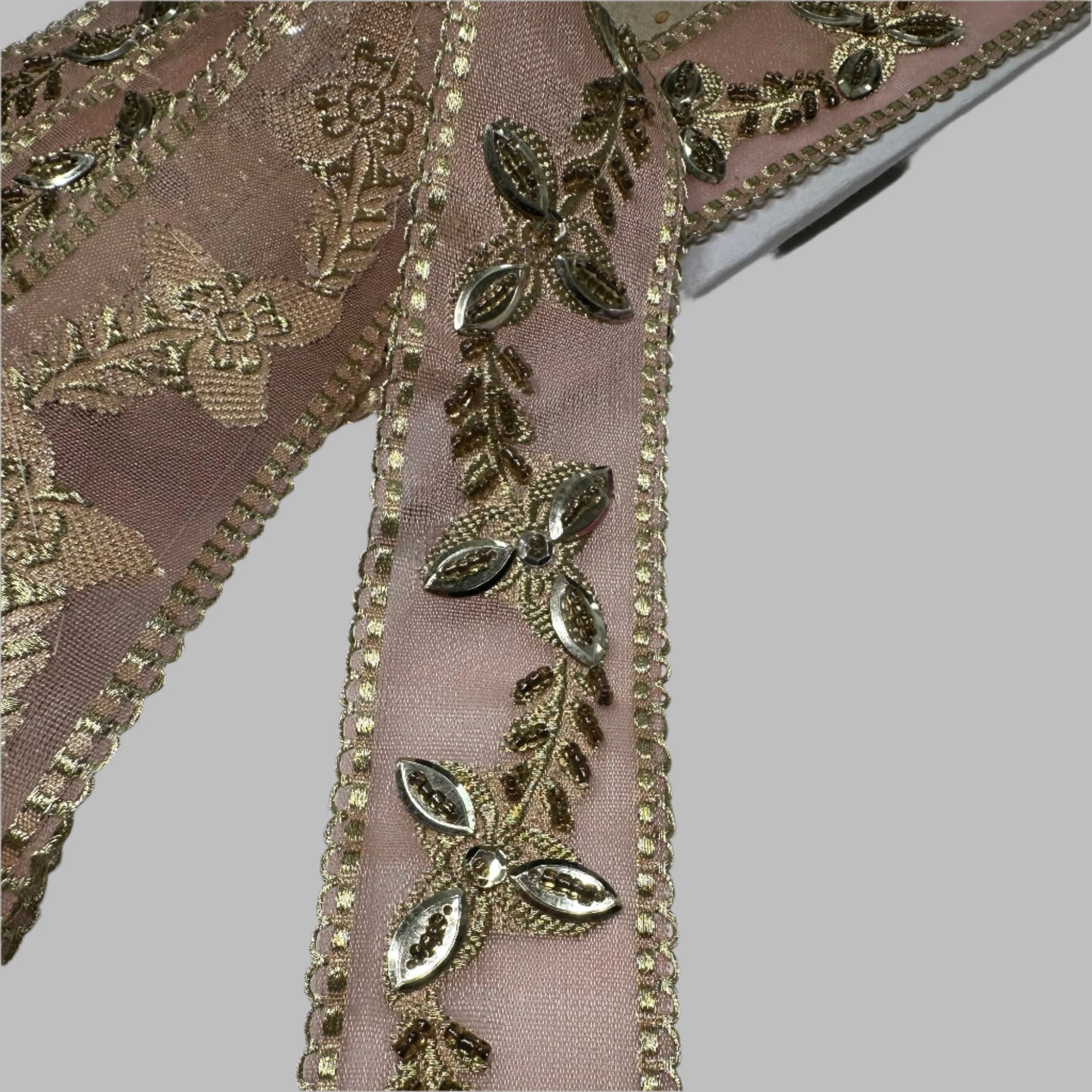 BEADED BOTANICAL RIBBON TRIM REMNANT