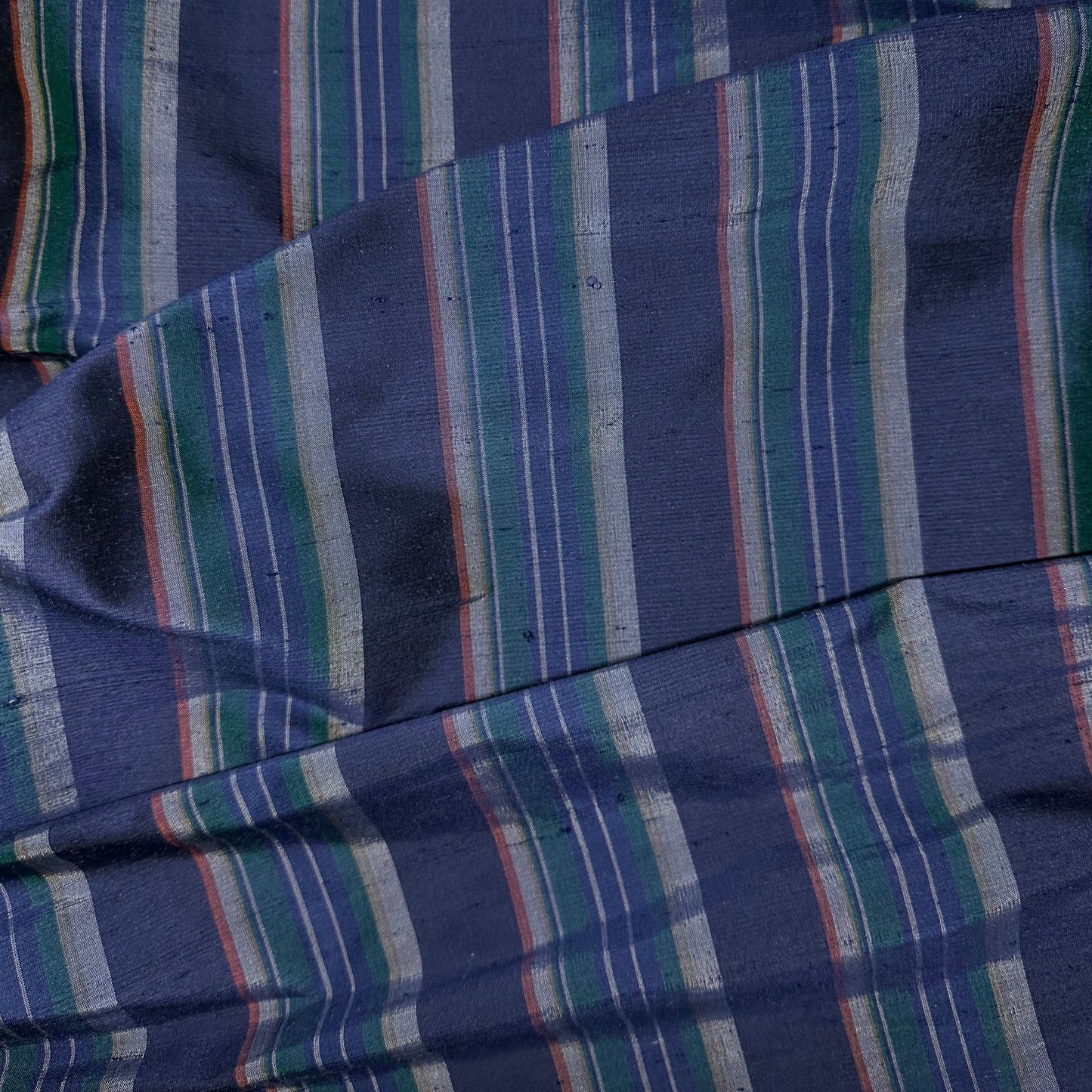 NAVY WIDE STRIPE SILK