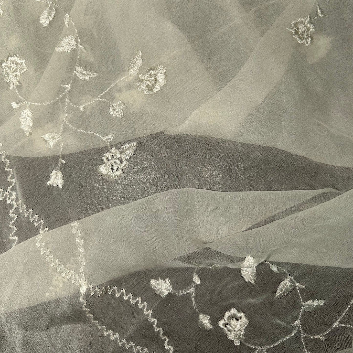 EMBROIDERED SILK GEORGETTE REMNANT