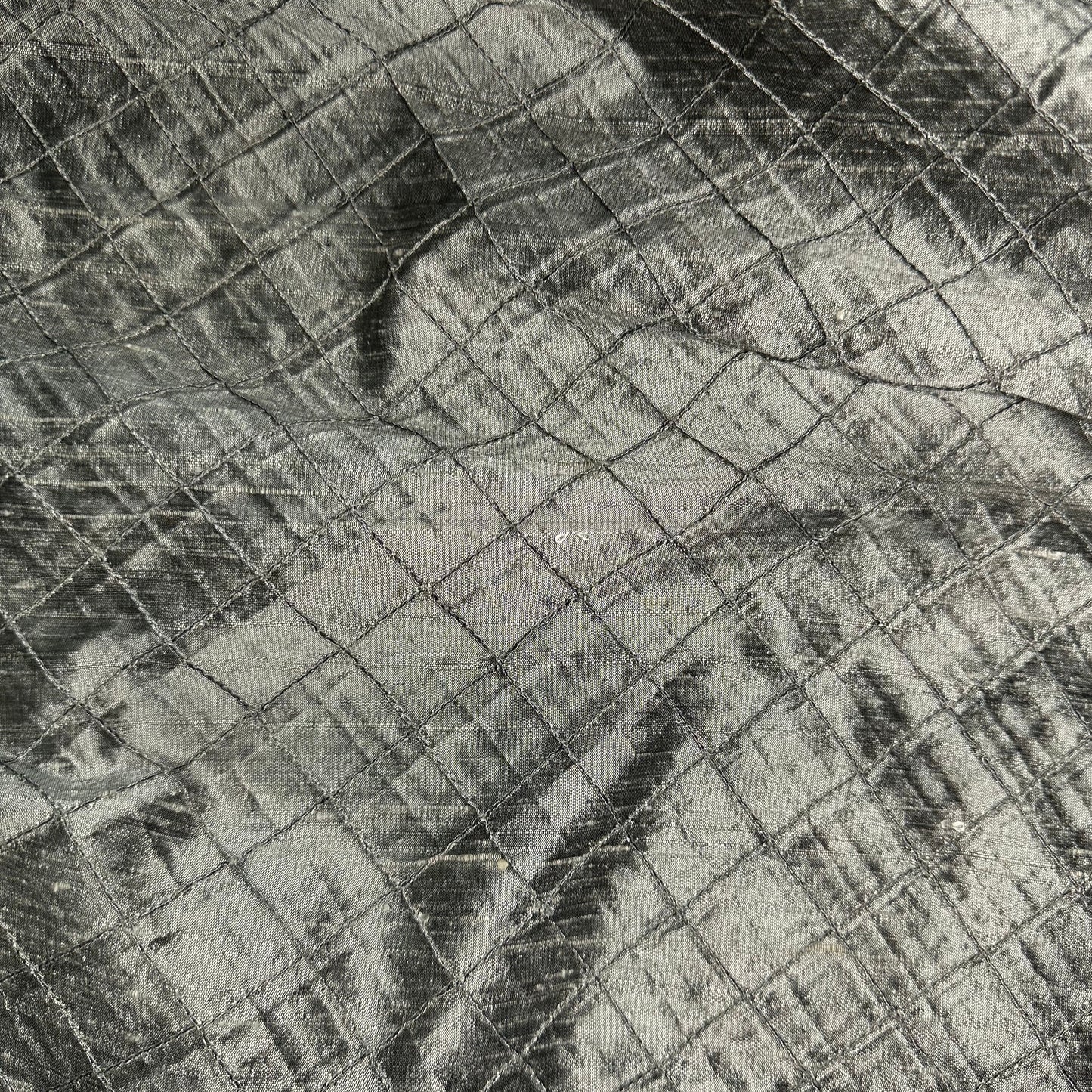 PINTUCK PEWTER DUPION SILK