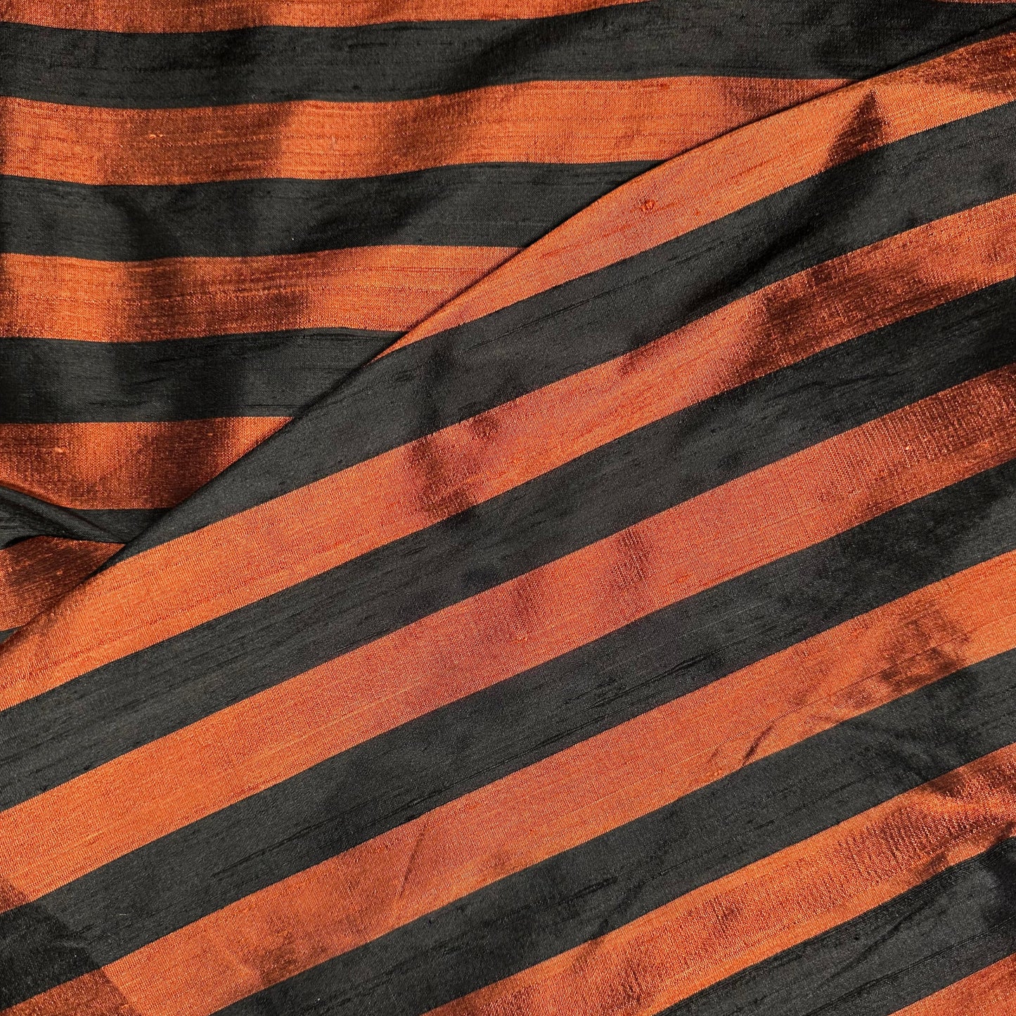 RUST STRIPE DUPION SILK