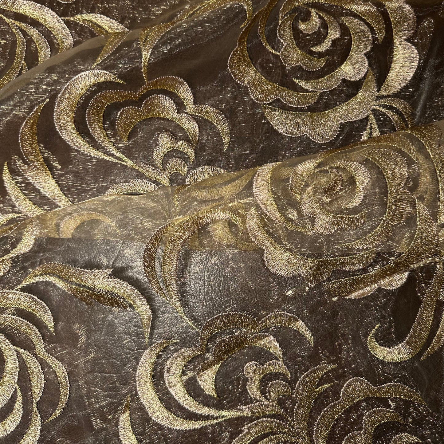 EMBROIDERED ROSE GOLD ORGANZA