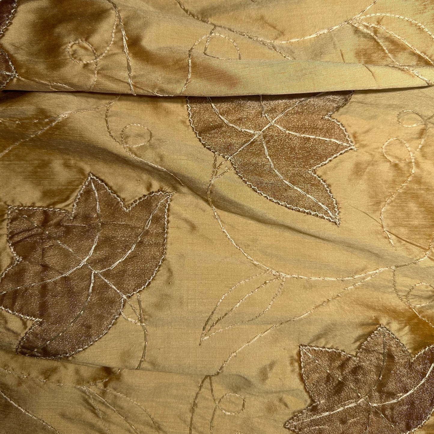 EMBROIDERED LEAF POWERLOOM SILK