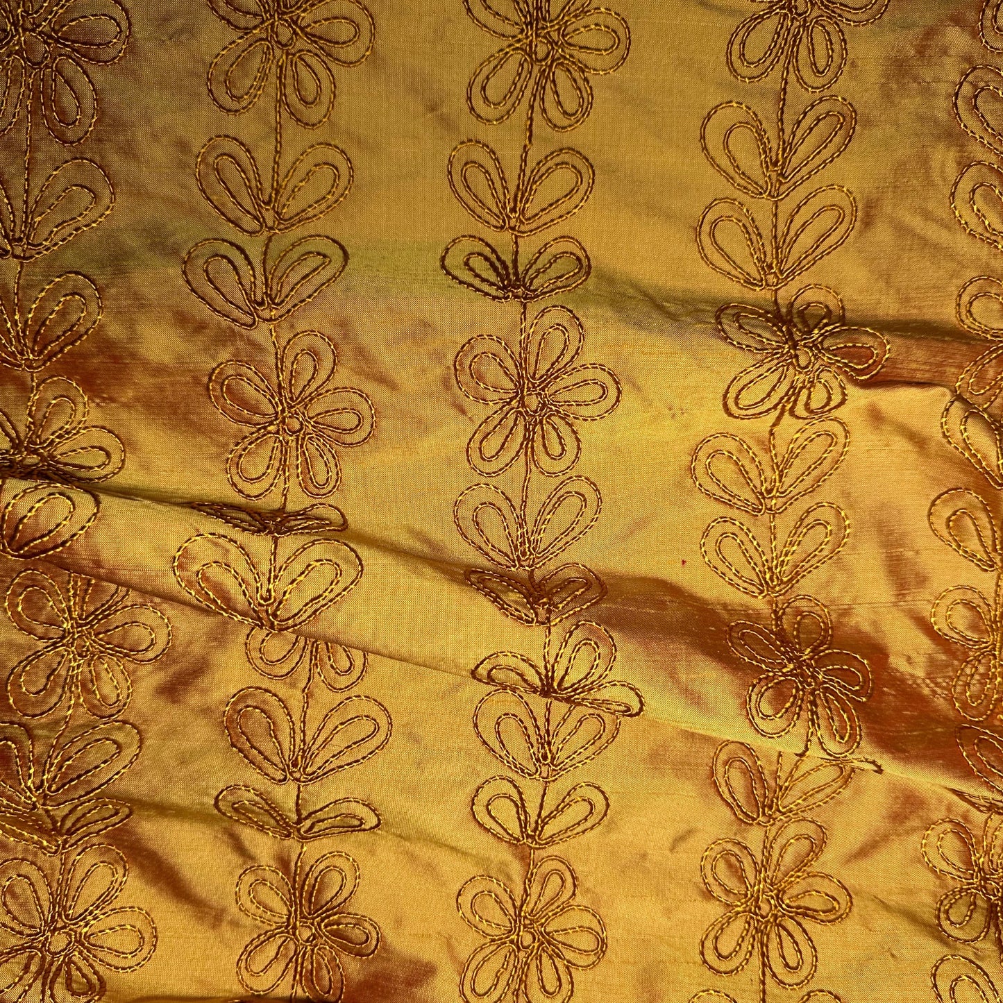 EMBROIDERED GOLDEN POWERLOOM SILK