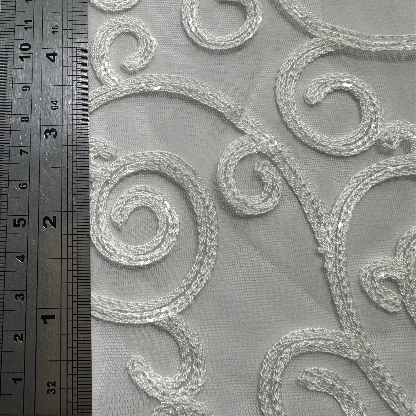EMBROIDERED IVORY TULLE