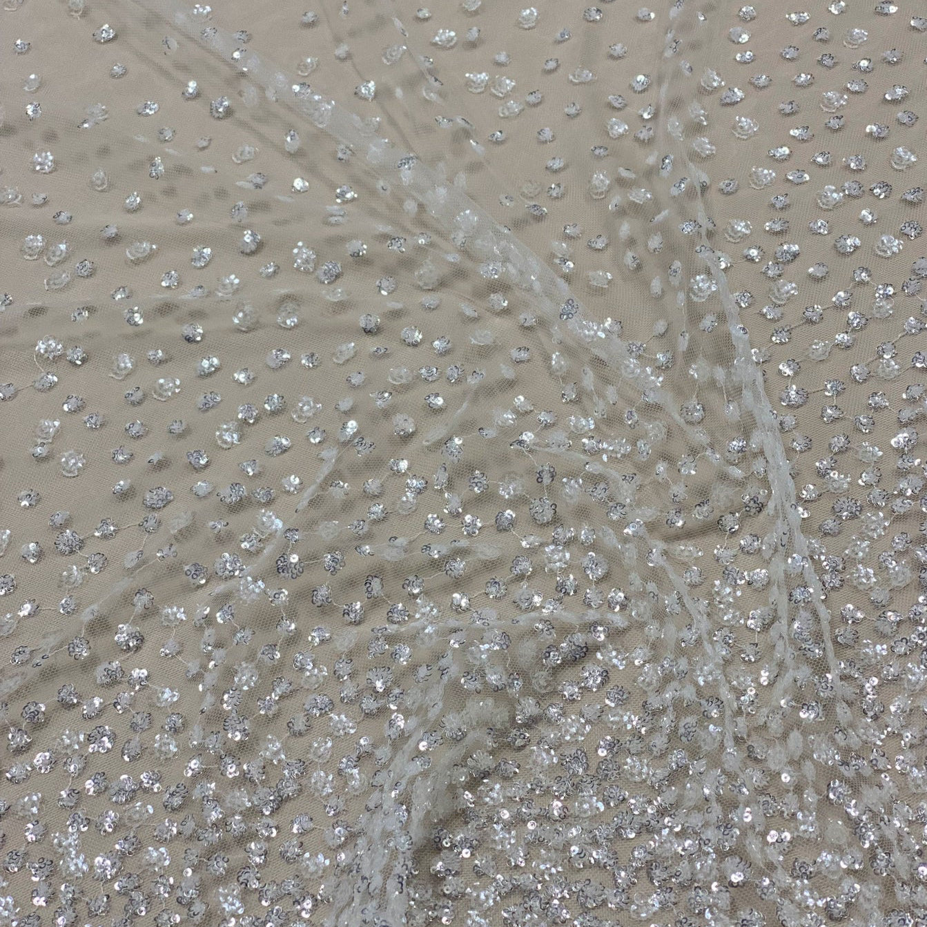 SILVER SEQUINNED TULLE