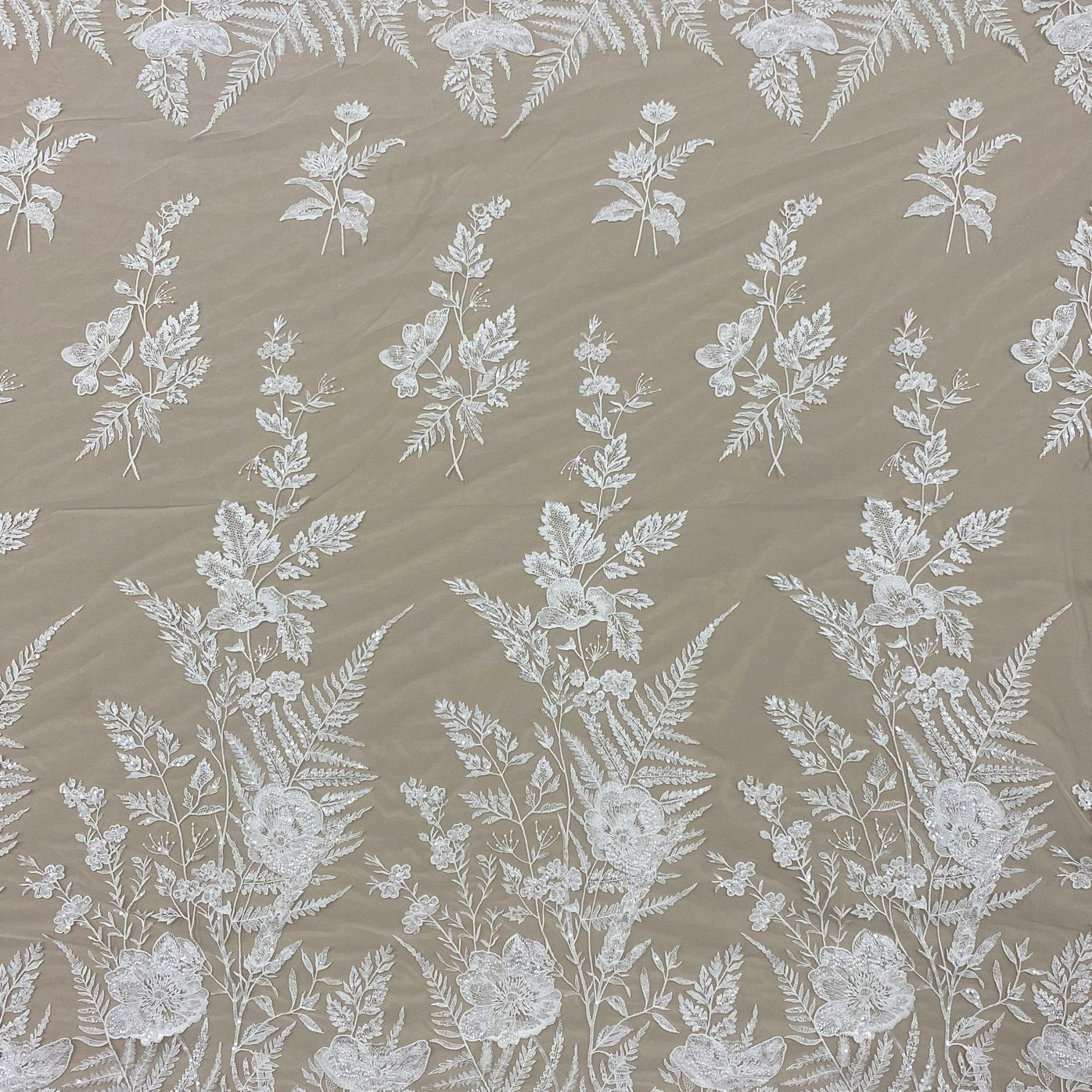 IVORY EMBROIDRED FLORAL TULLE