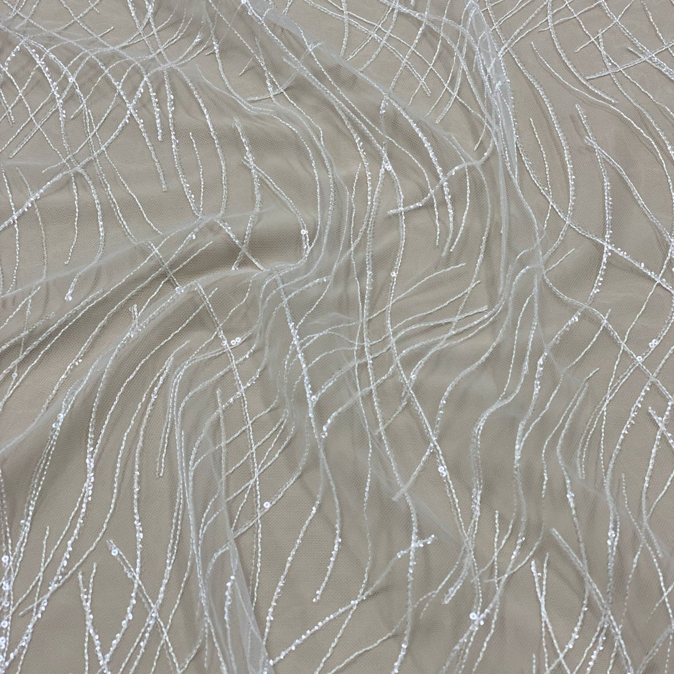 IVORY EMBROIDRED SEQUINNED TULLE