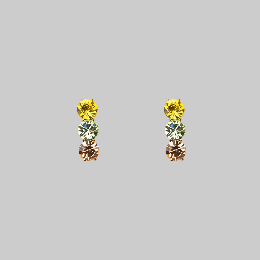 Glass Trio Earrings in Aqua