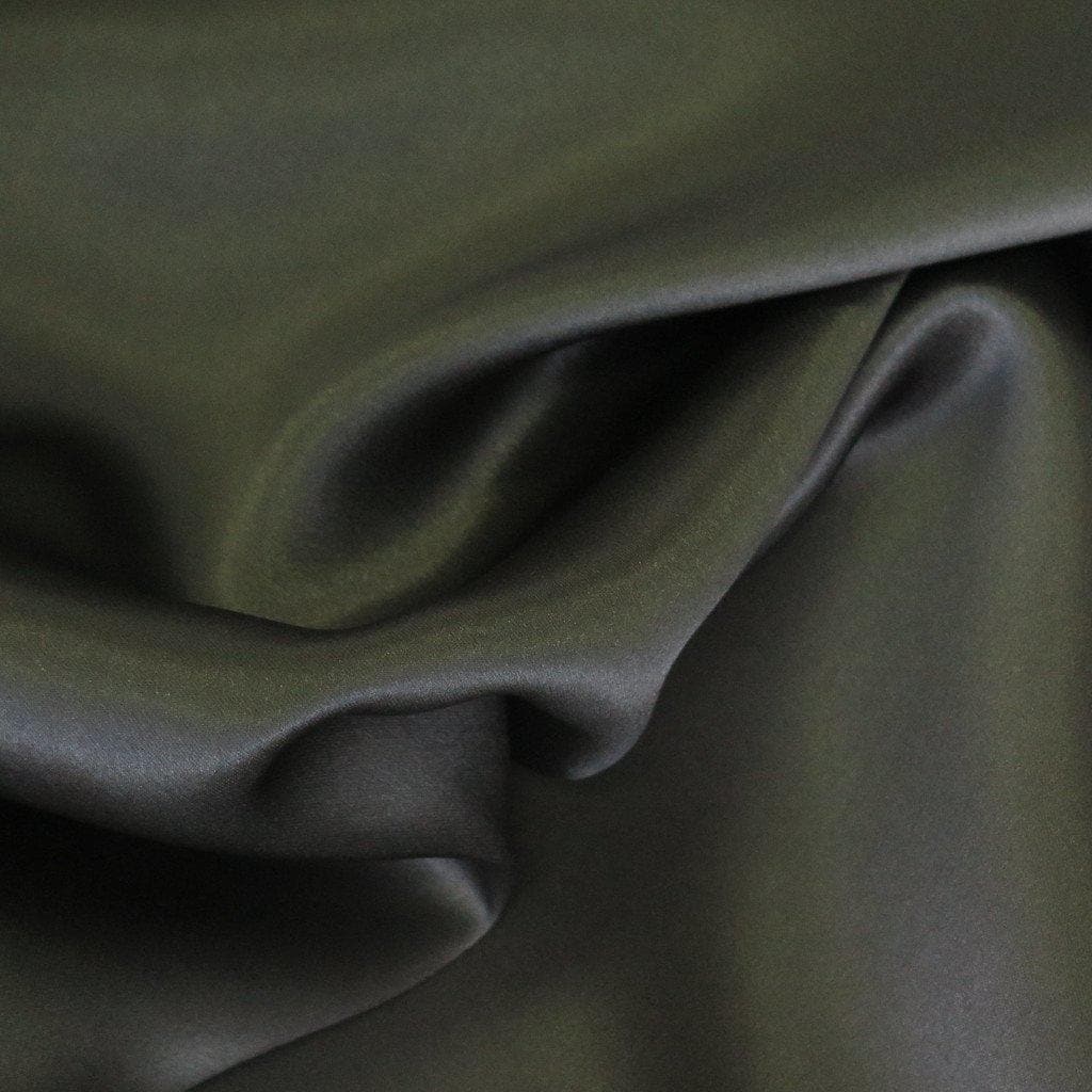 KHAKI STRETCH SILK SATIN