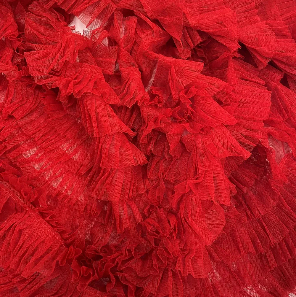 RED RUFFLED TULLE