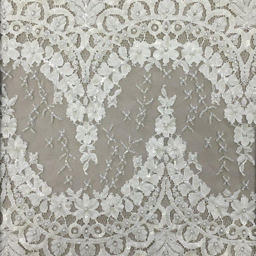 IVORY BEADED LACE TRIM