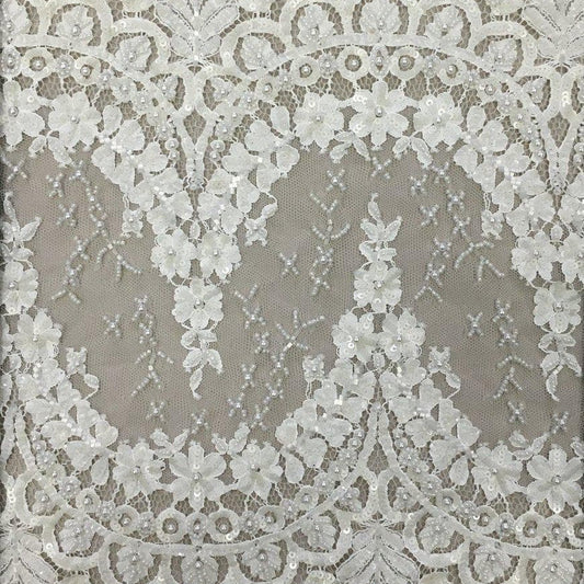 IVORY BEADED LACE TRIM