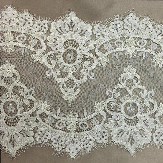 IVORY BEADED LACE TRIM