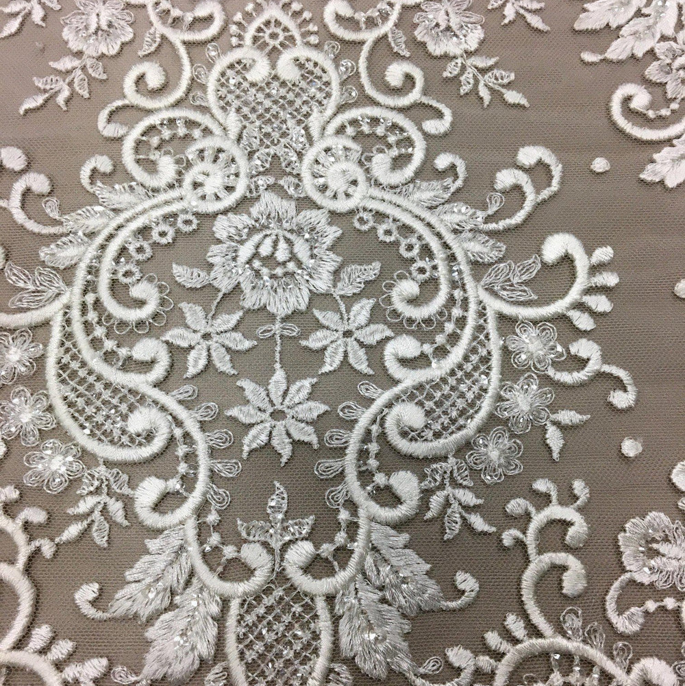 IVORY BEADED LACE TRIM