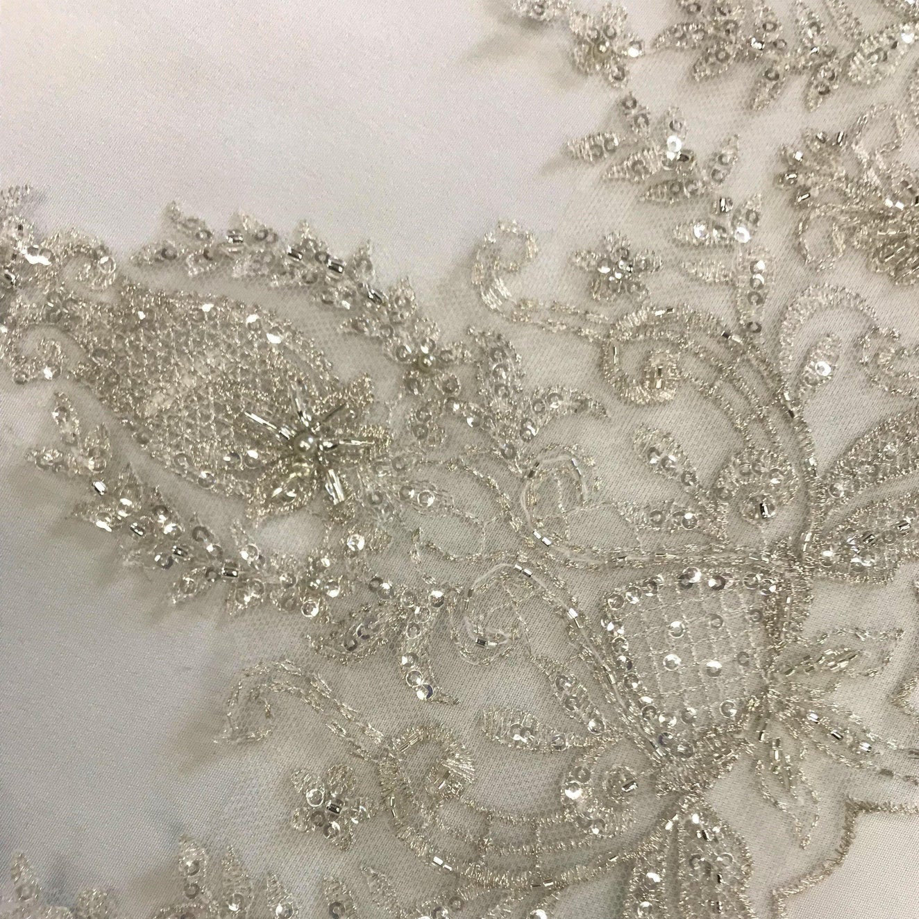 METALLIC SILVER BEADED TRIM
