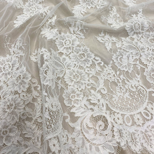 LIGHT IVORY CORDED FLORAL LACE