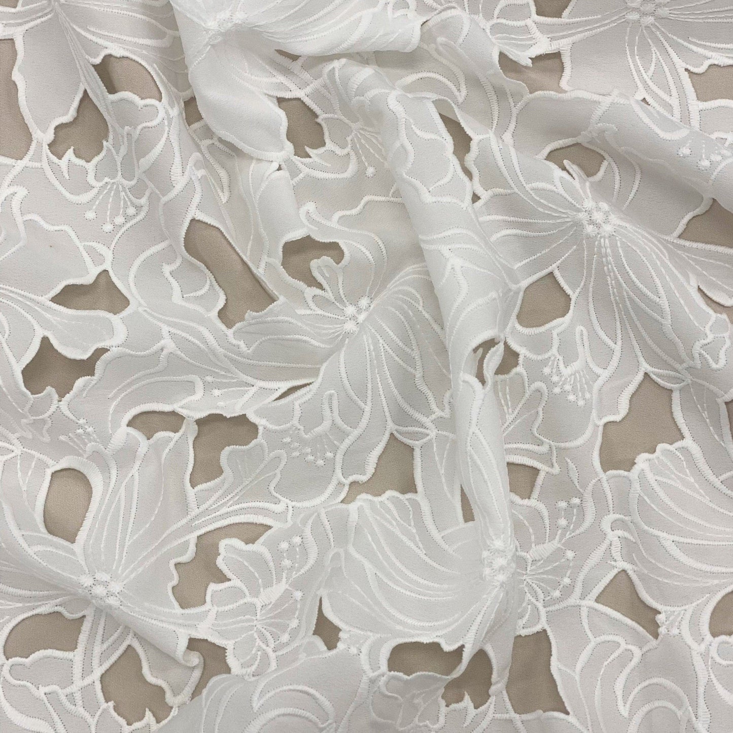 IVORY EMBROIDERED CUTWORK LACE