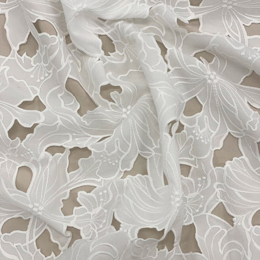 IVORY EMBROIDERED CUTWORK LACE