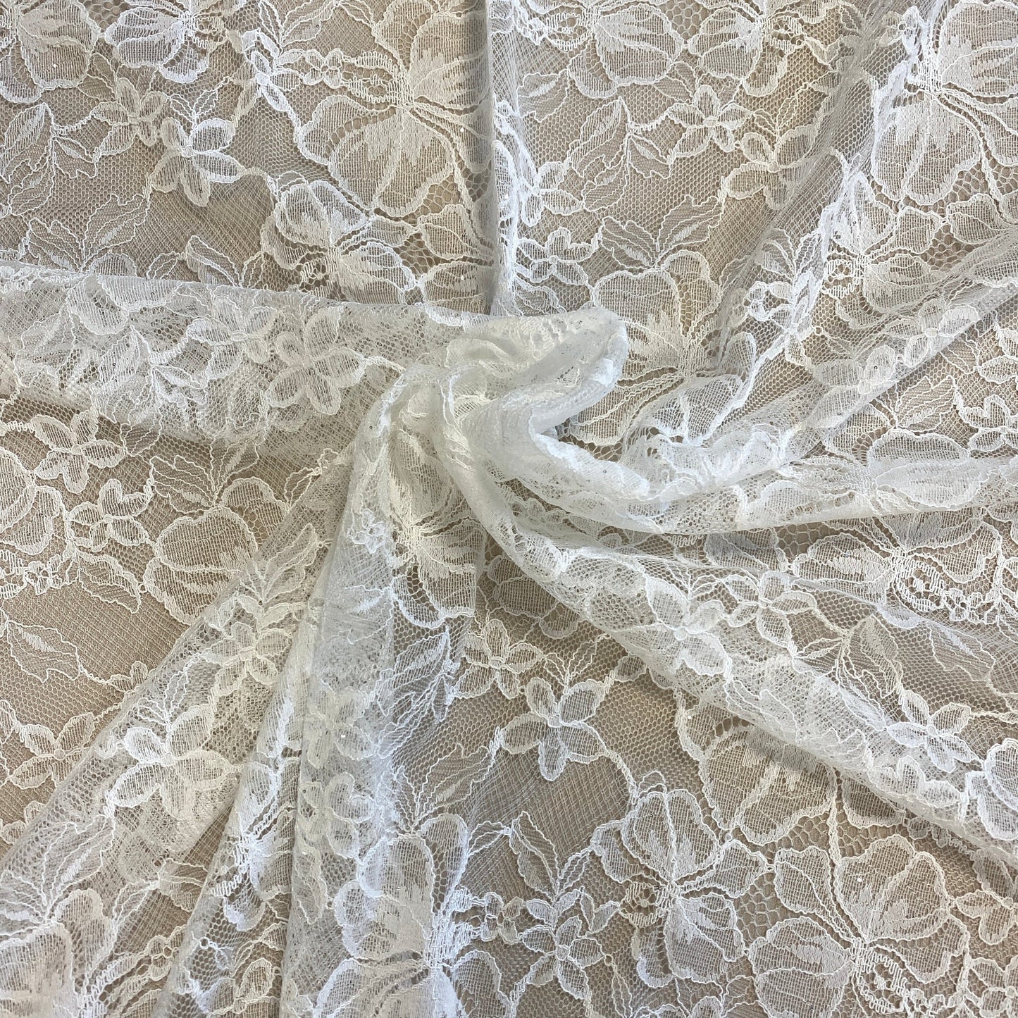 GLITTER IVORY FLORAL LACE
