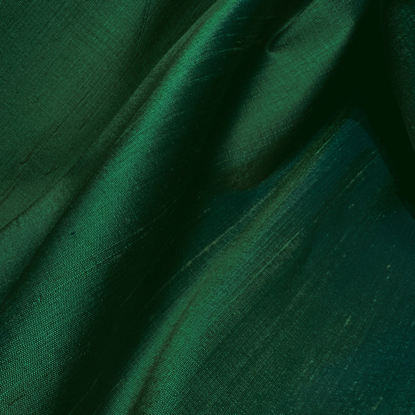 BOTTLE GREEN DUPION POWERLOOM SILK