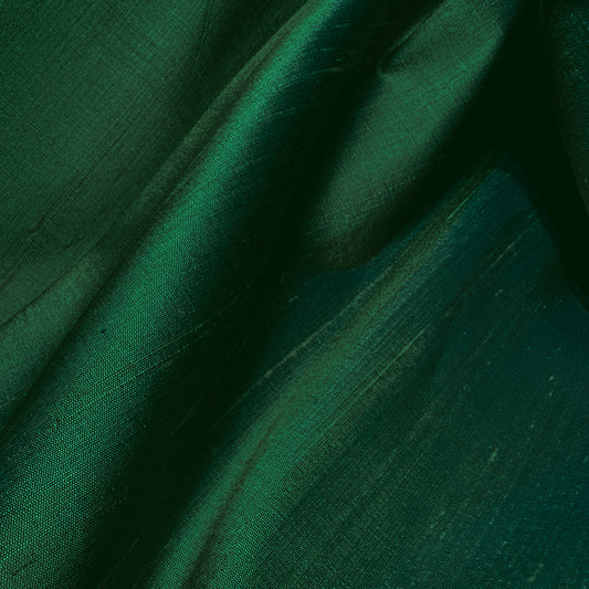 BOTTLE GREEN DUPION POWERLOOM SILK