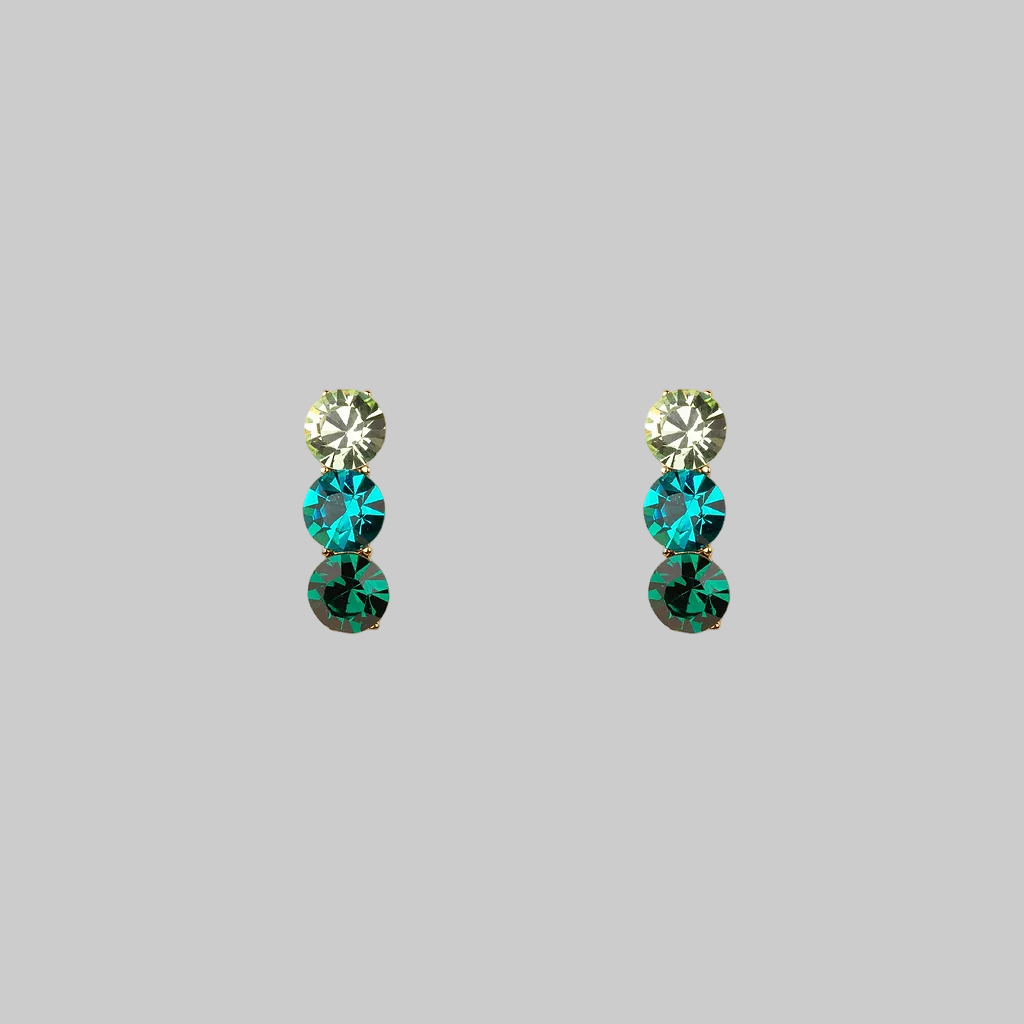 Glass Trio Earrings in Aqua