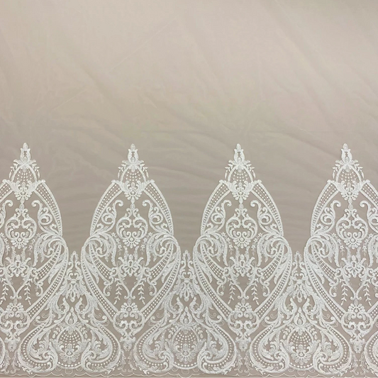 IVORY EMBROIDERED BORDER TULLE