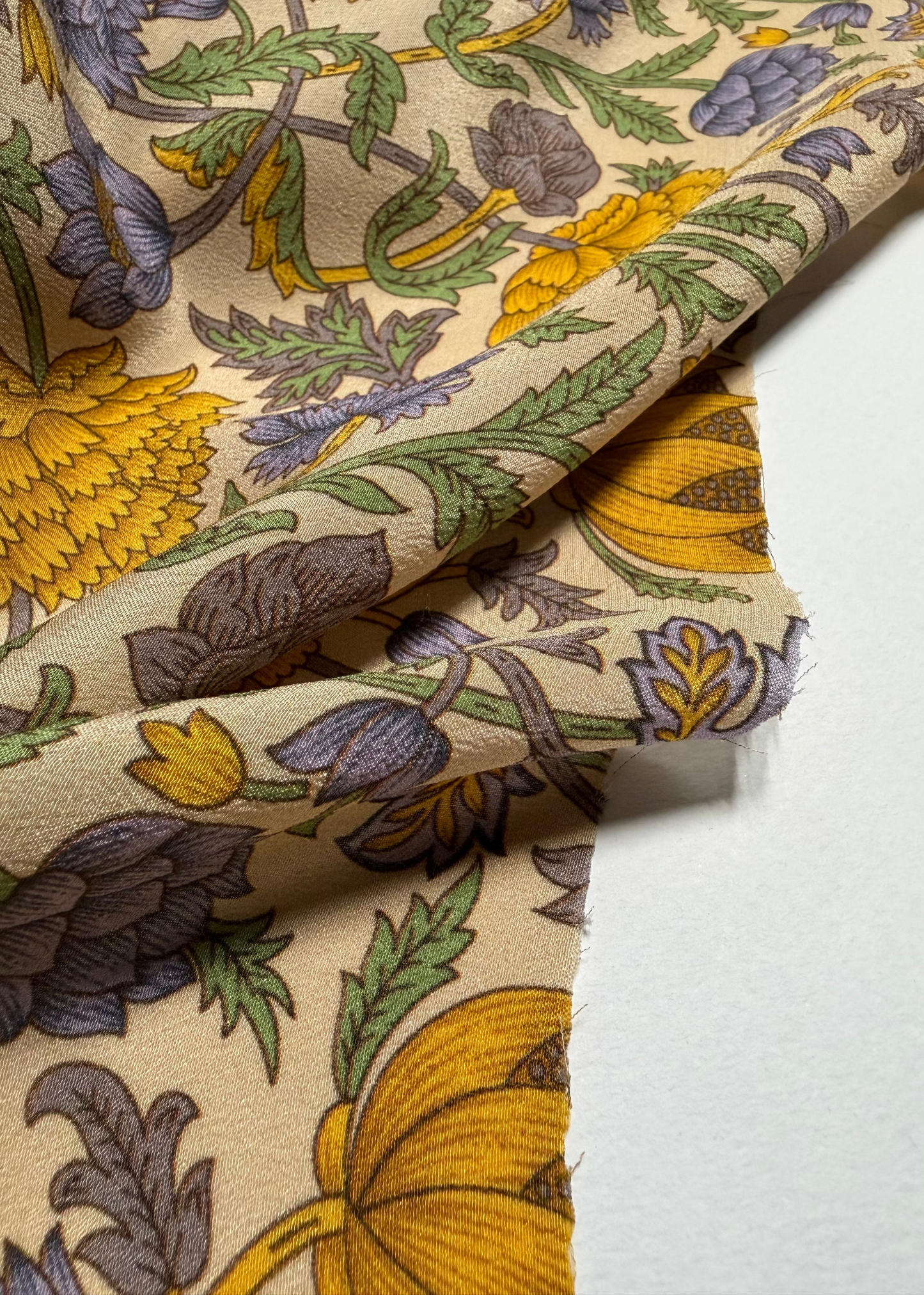 MUSTARD FLORAL CREPE DE CHINE