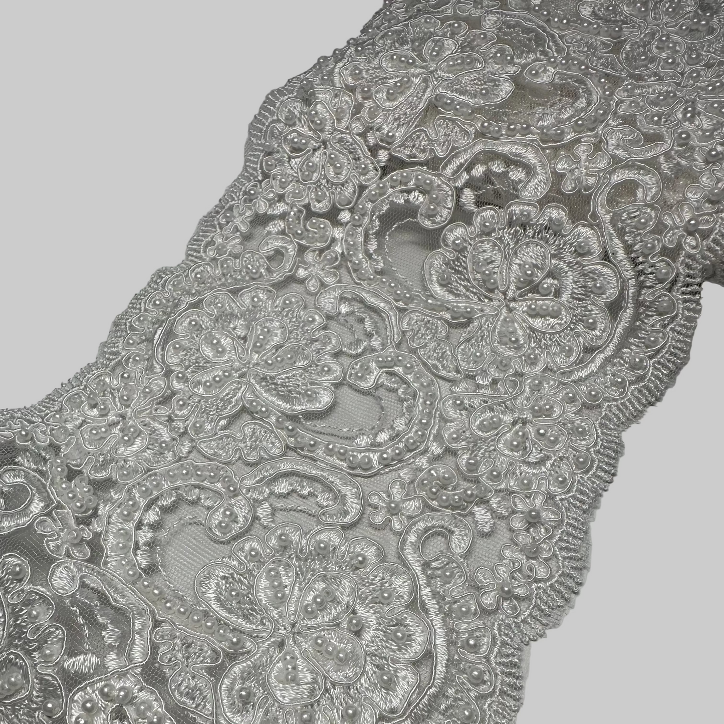 WIDE BEADED BRIDAL TRIM