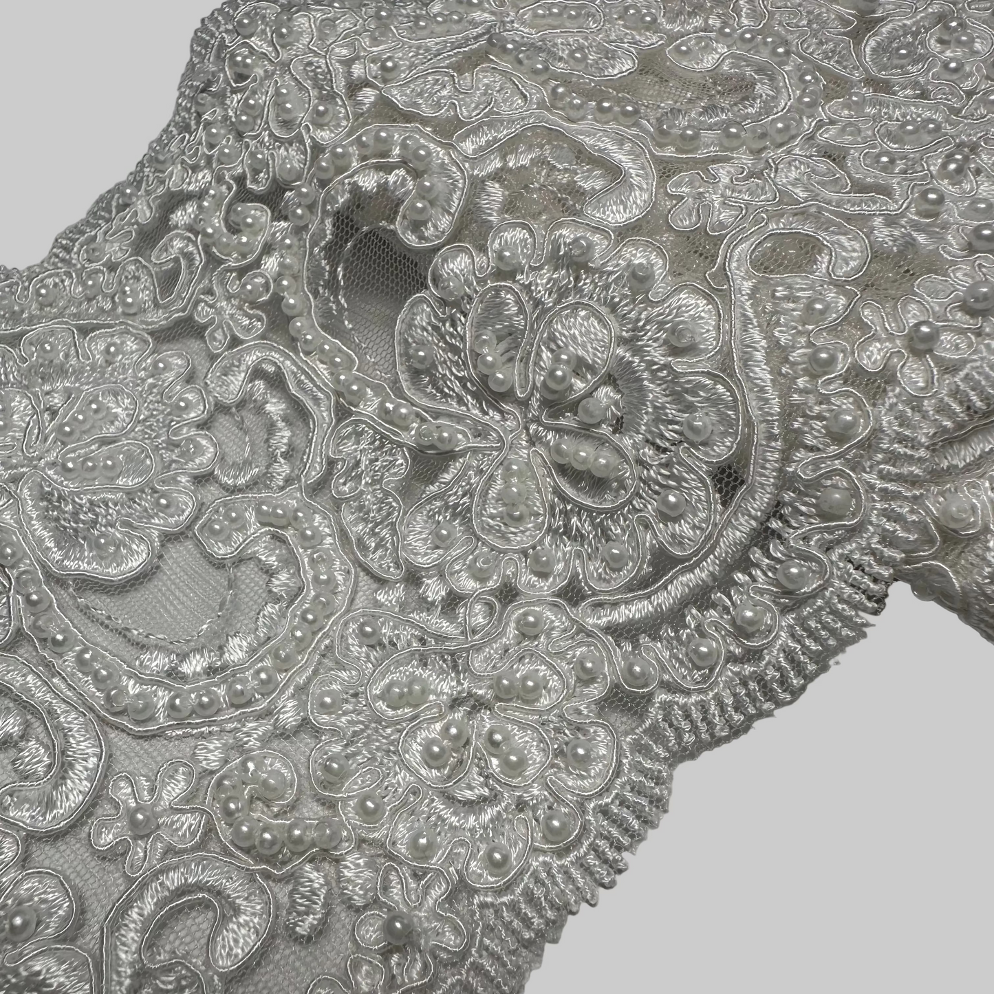WIDE BEADED BRIDAL TRIM