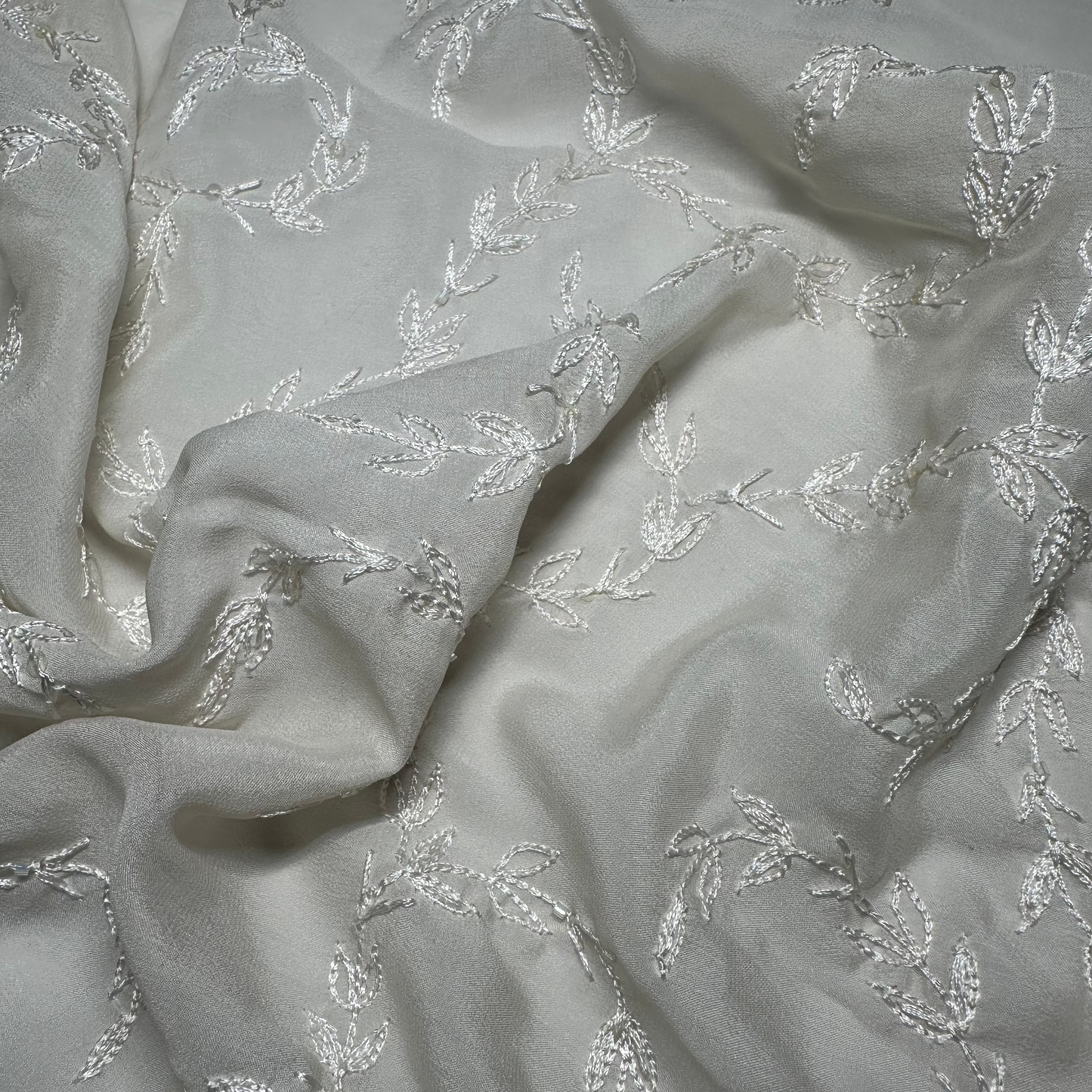 BEADED CREPE IN IVORY