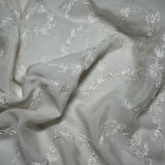 BEADED CREPE IN IVORY