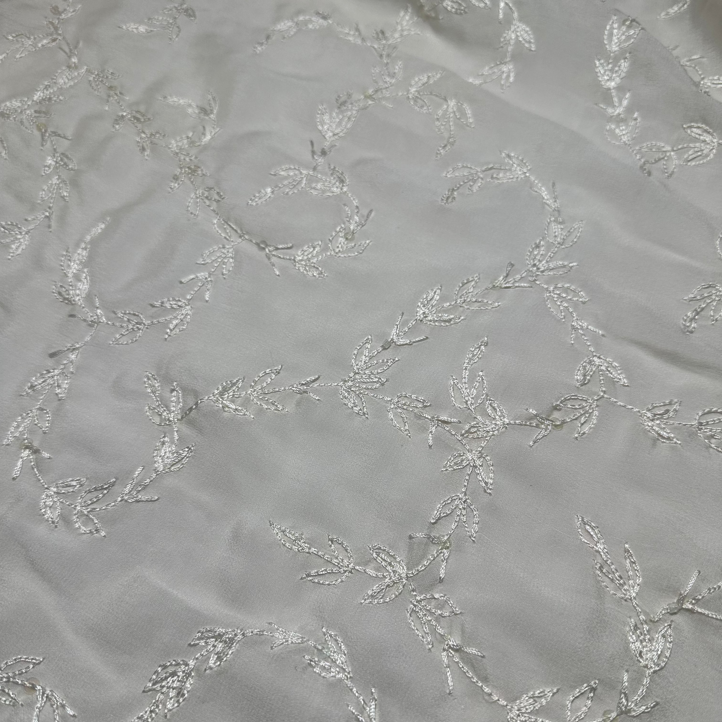 BEADED CREPE IN IVORY