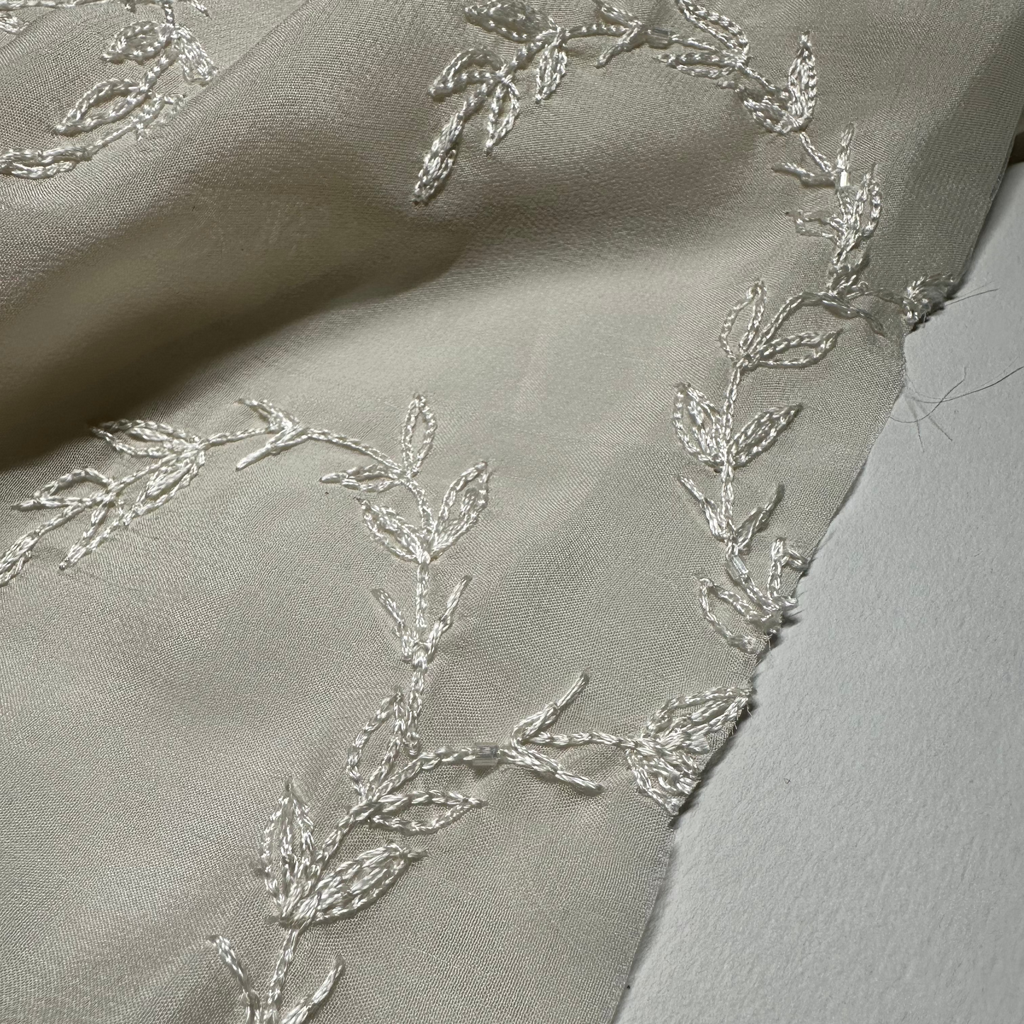 BEADED CREPE IN IVORY