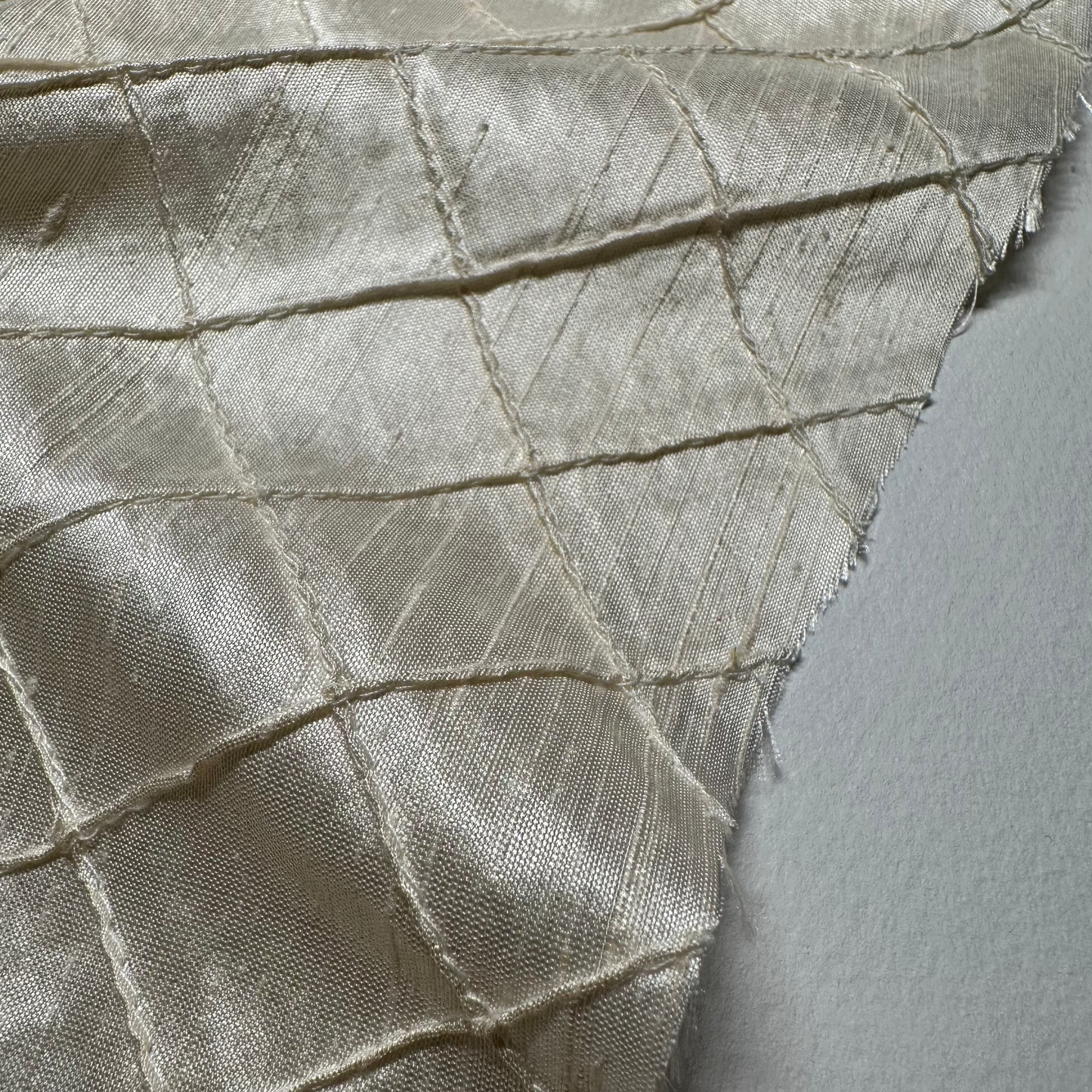 PINTUCK IVORY DUPION SILK