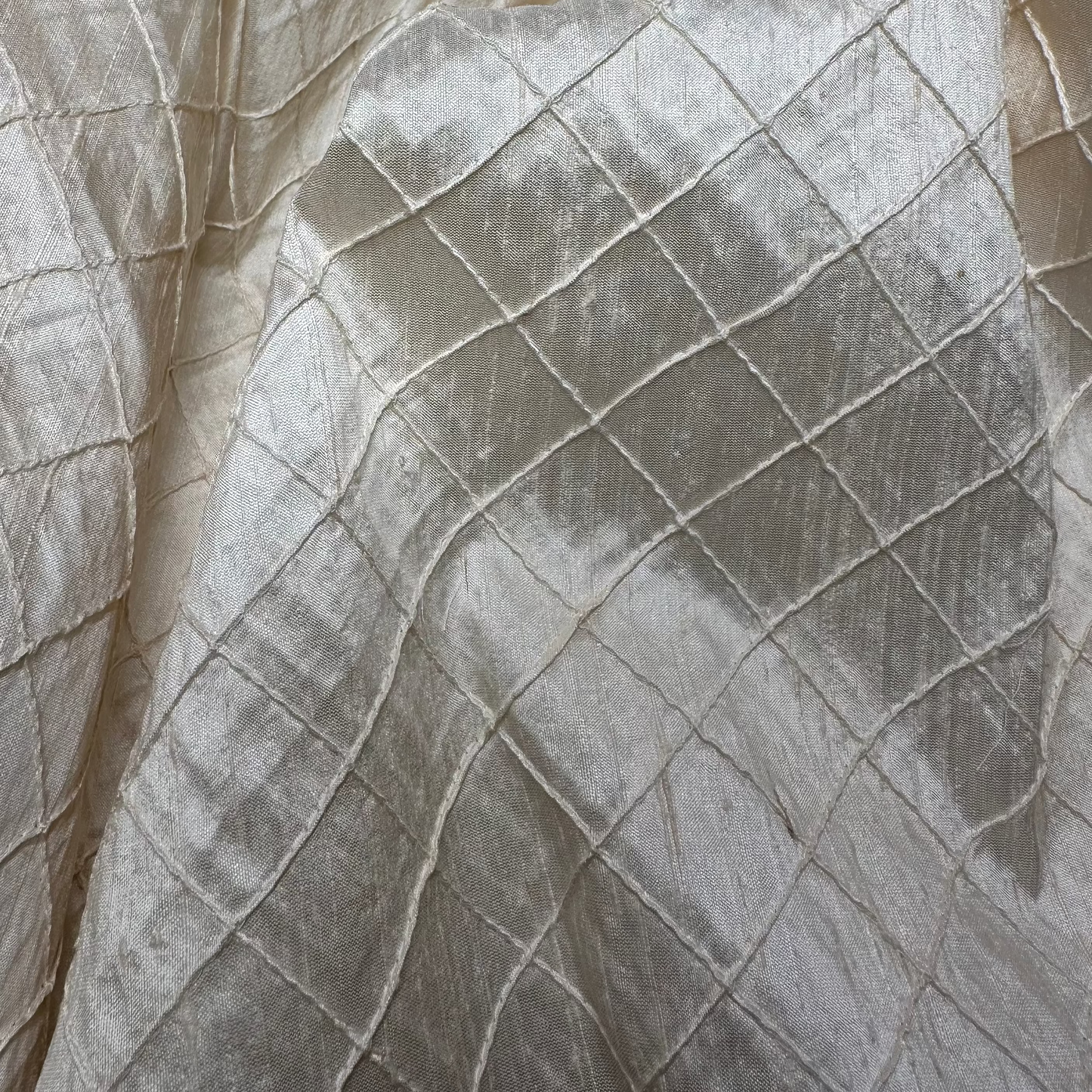 PINTUCK IVORY DUPION SILK