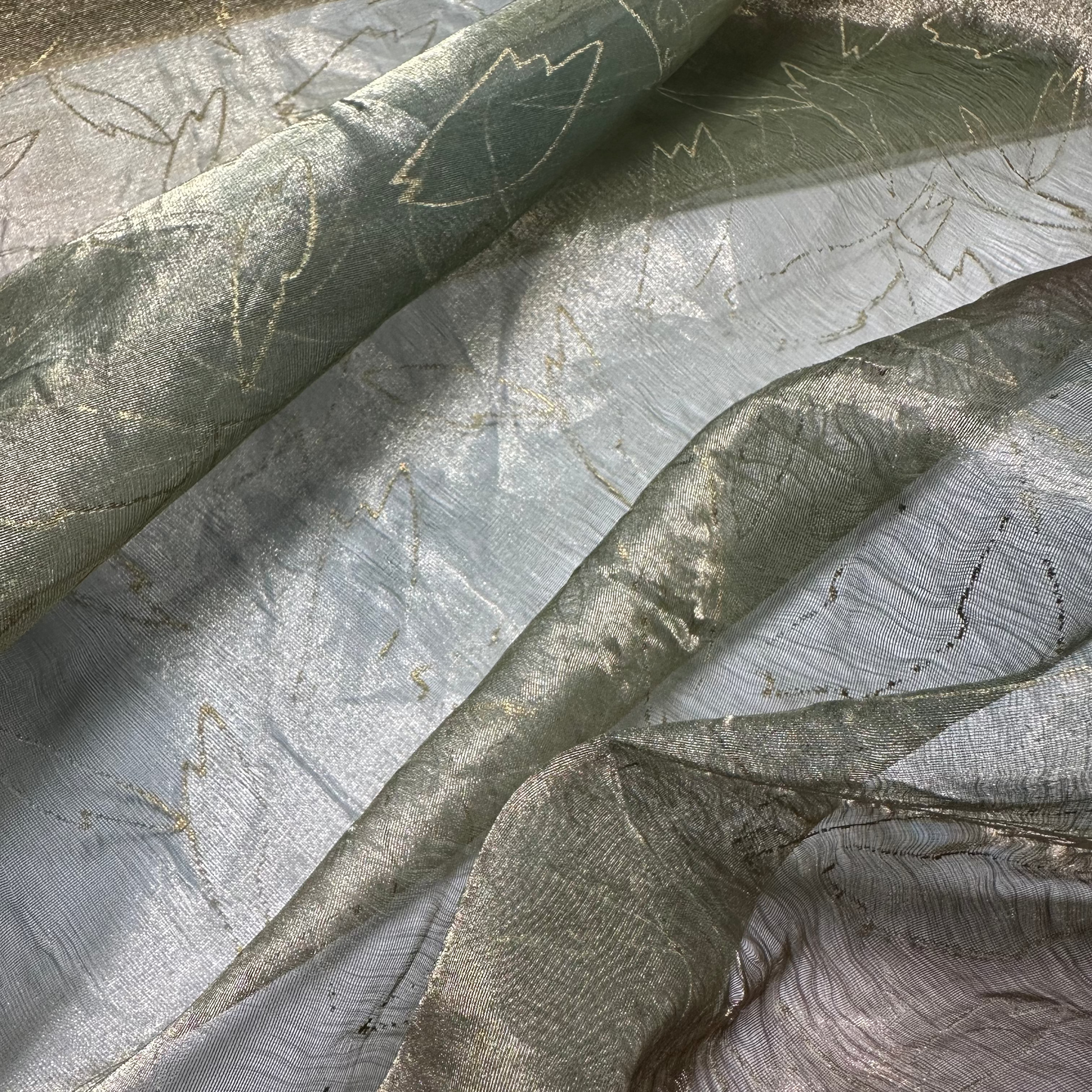 METALLIC GREEN SILK ORGANZA