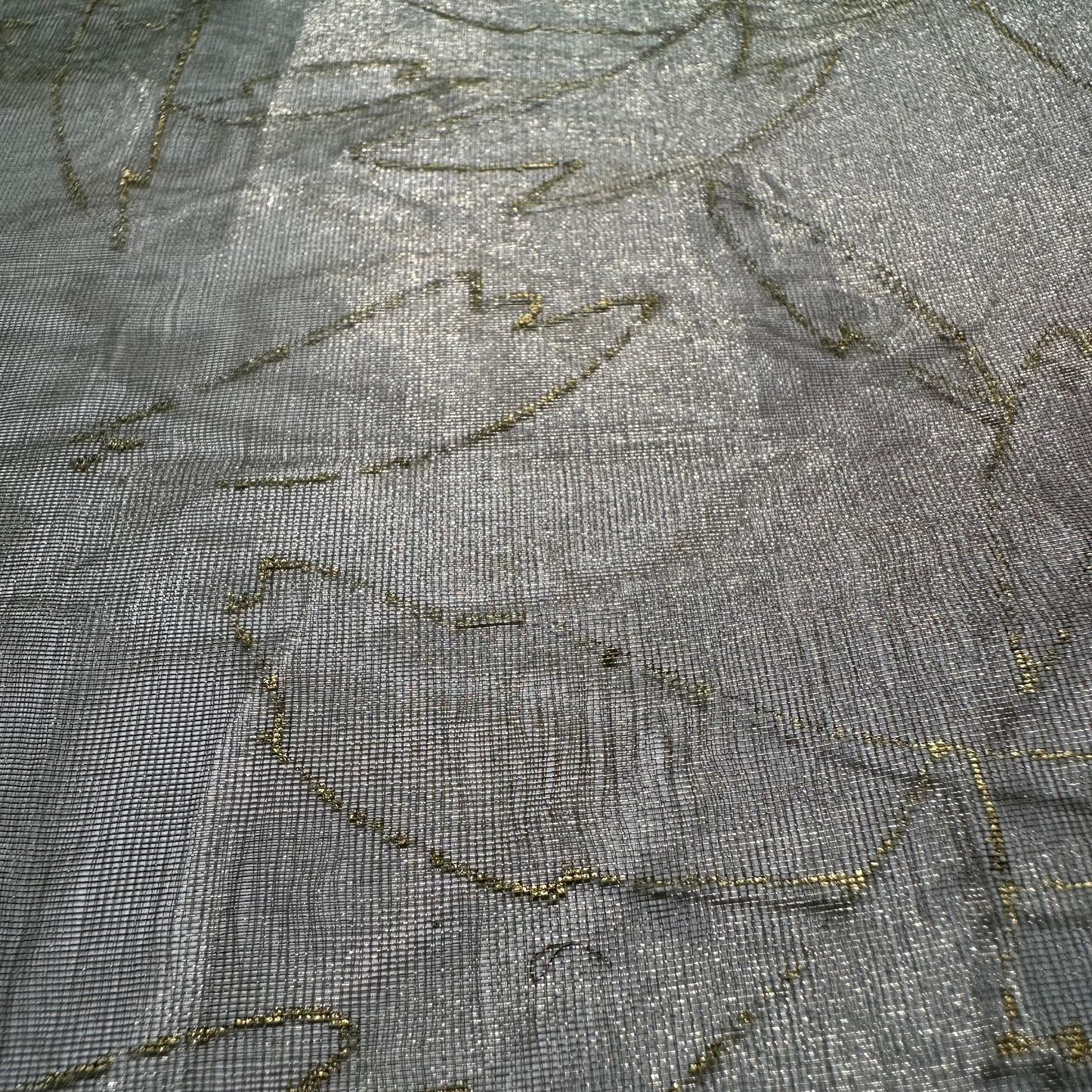 METALLIC GREEN SILK ORGANZA