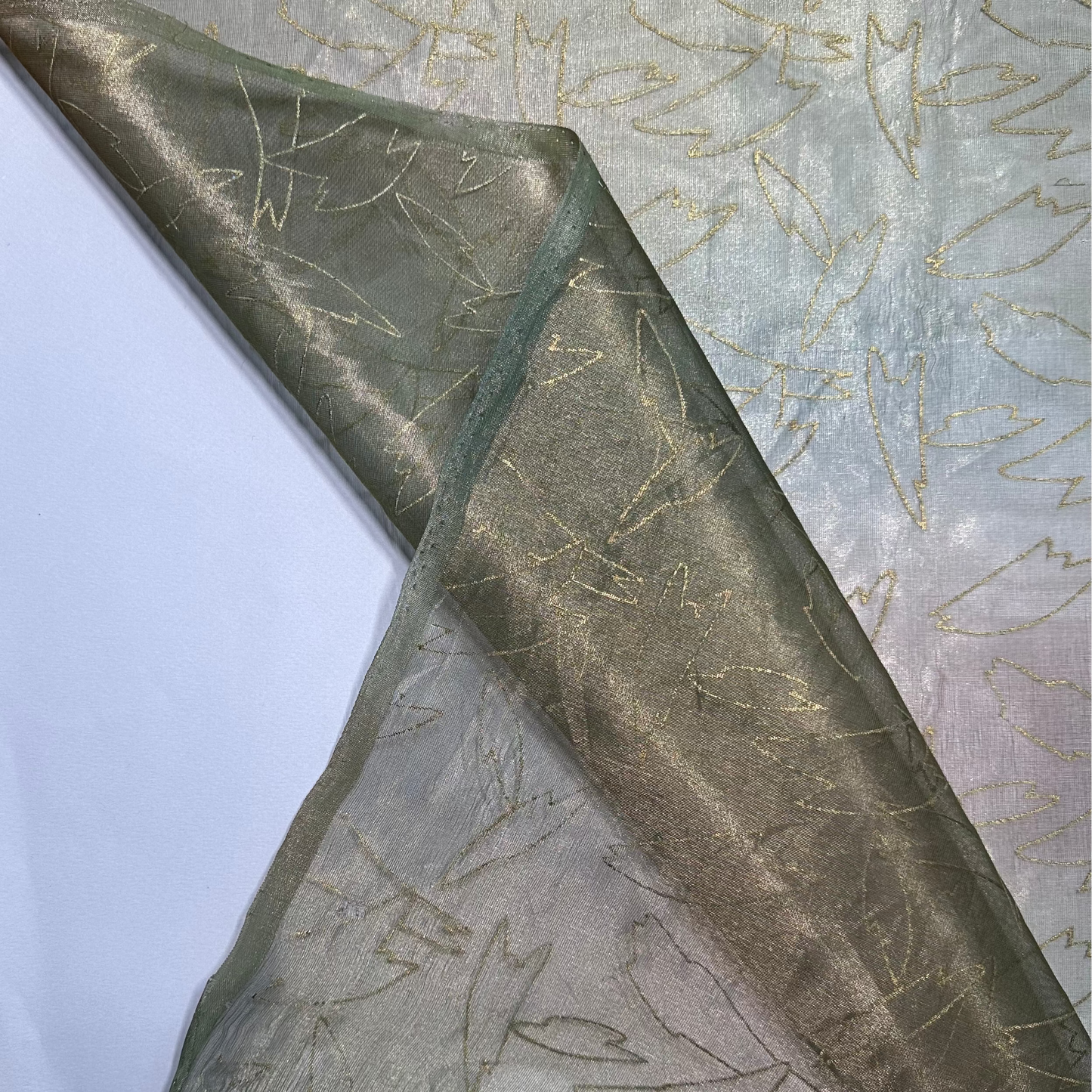METALLIC GREEN SILK ORGANZA
