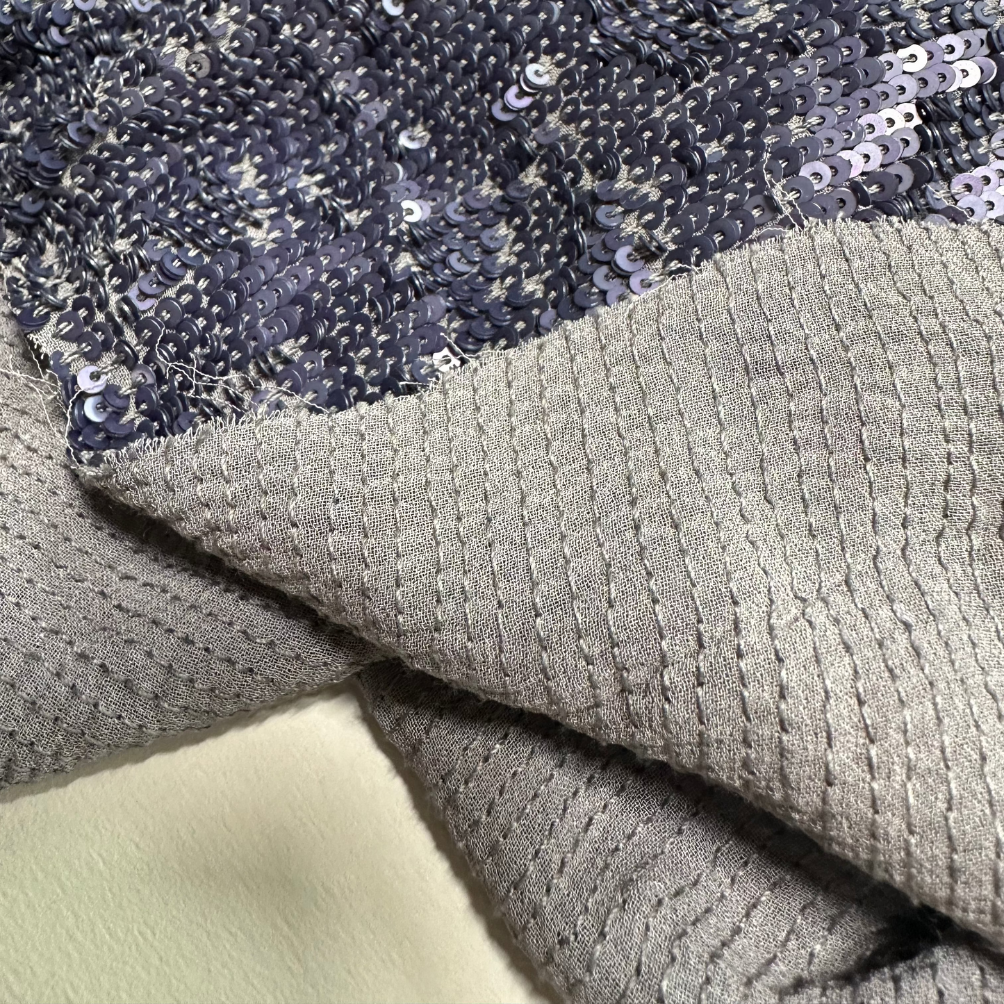 DENIM SEQUINNED GEORGETTE REMNANT