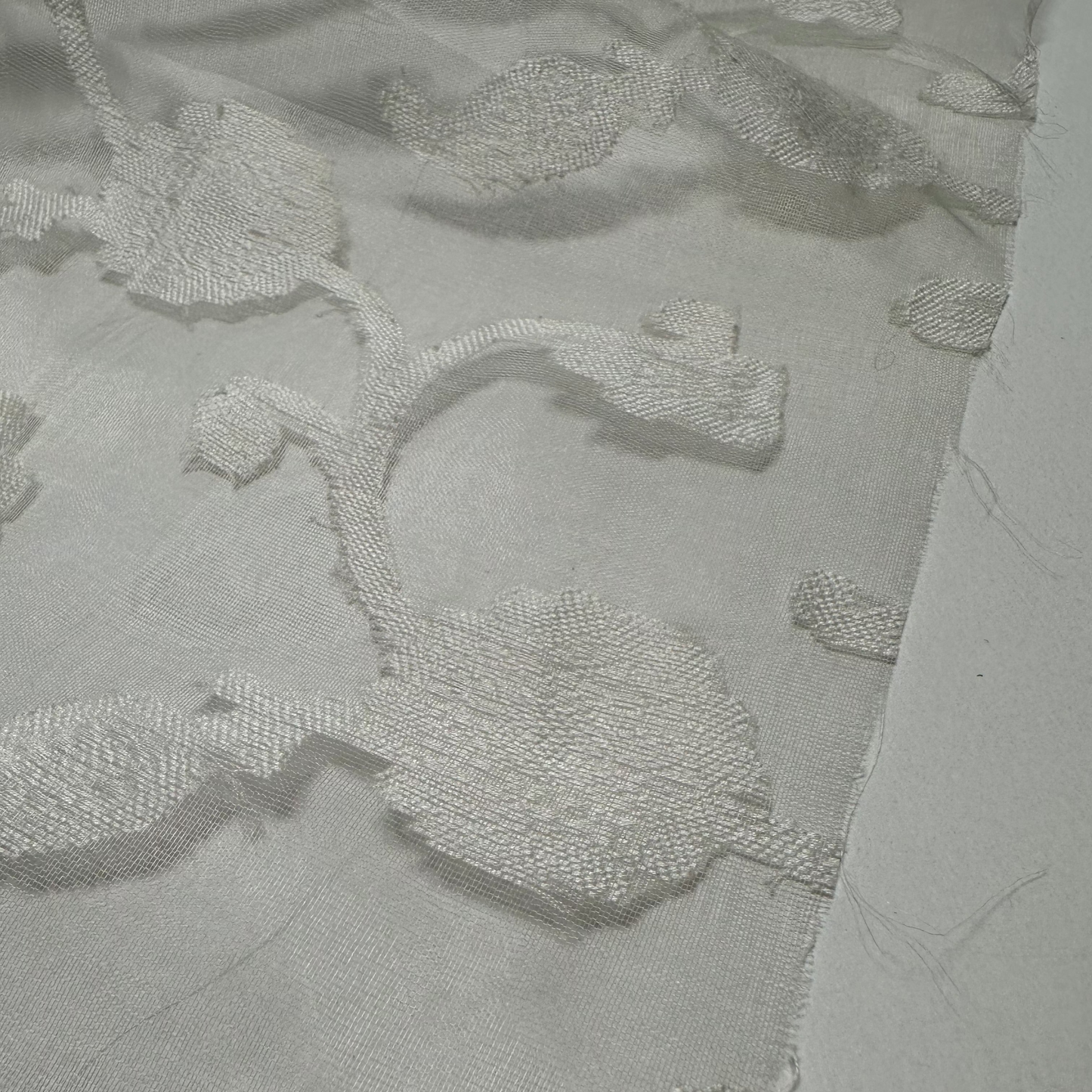 EMBROIDRED IVORY JACQUARD SILK ORGANZA