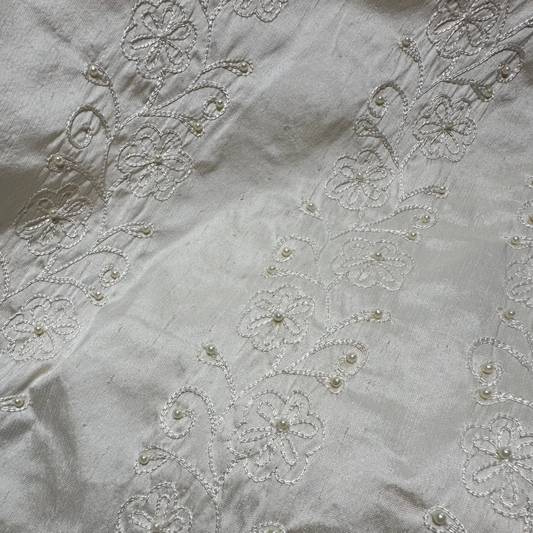 EMBROIDERED IVORY POWERLOOM SILK
