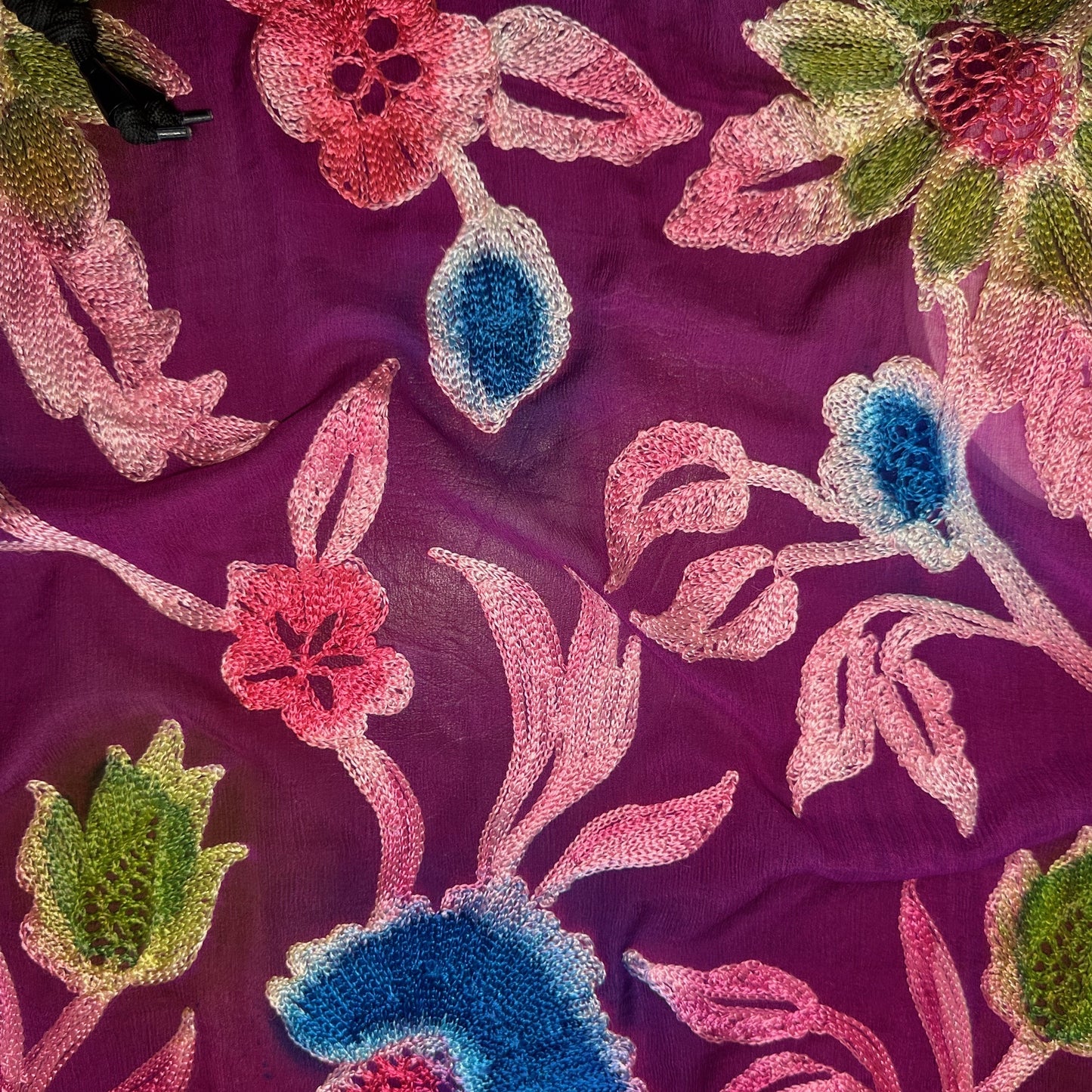 EMBROIDERED FLORAL SILK CHIFFON