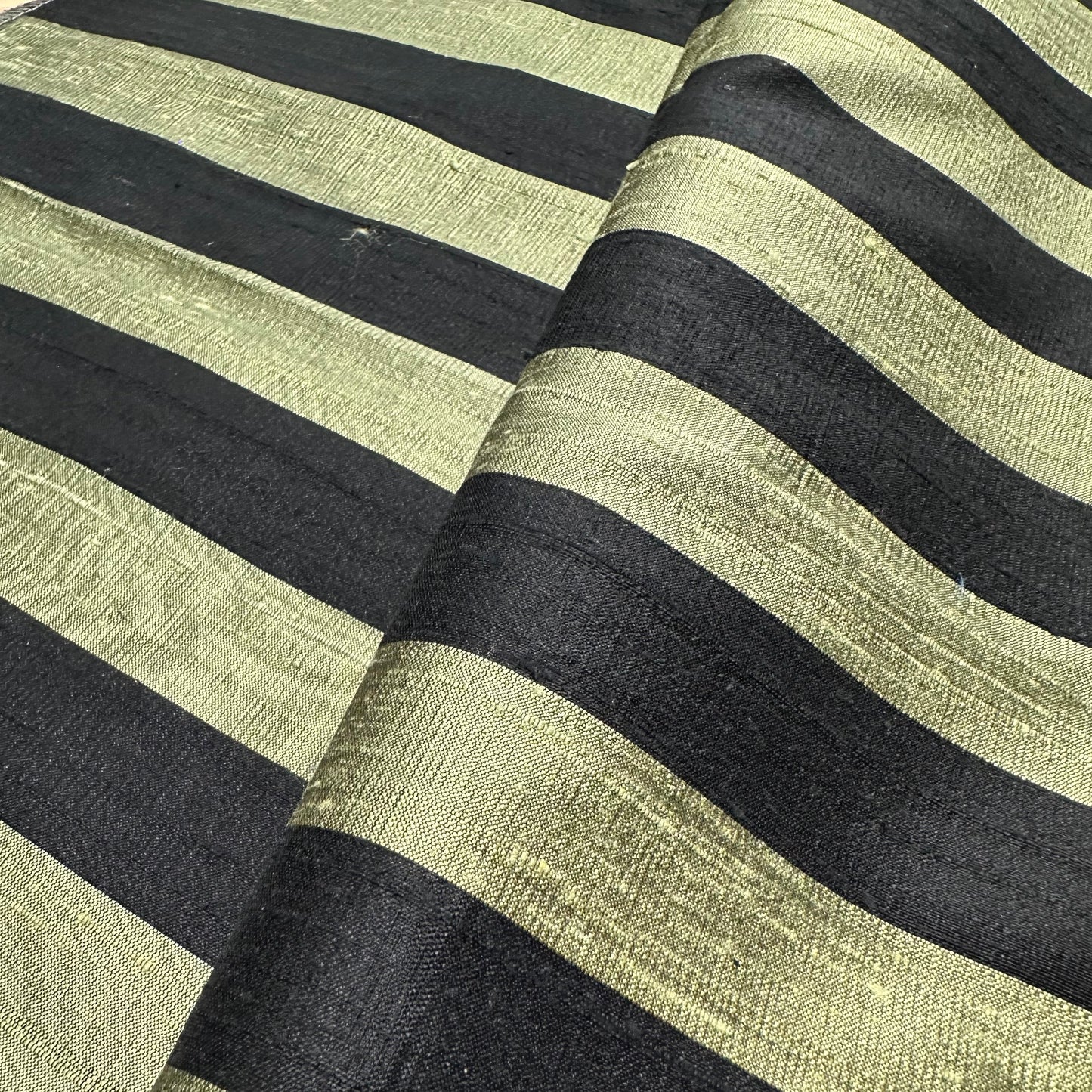 SAGE STRIPE DUPION SILK
